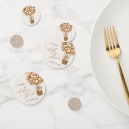 熊，ベージュ風船，熱気球，赤ちゃんシャワー コンフェッティ