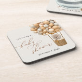 熊，ベージュ風船，熱気球，赤ちゃんシャワー コースター (左側)