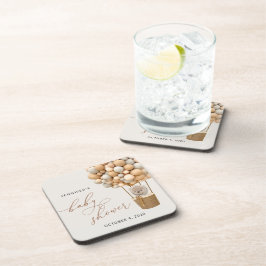 熊，ベージュ風船，熱気球，赤ちゃんシャワー コースター