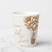 熊,ベージュ風船,熱気球,赤ちゃんシャワー 紙コップ (正面)