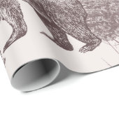 熊、子、冬の木、モミのある風景 ラッピングペーパー (ロールコーナー)