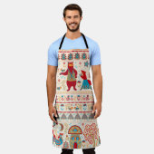 熊、狐、鶏、鶏、鶏、おとぎ エプロン (着用した状態)