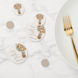 熊，青い風船，熱気球，赤ちゃんシャワー コンフェッティ