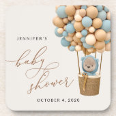 熊，青い風船，熱気球，赤ちゃんシャワー コースター (正面)