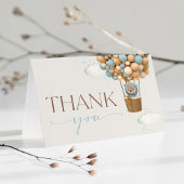 熊，青い風船，熱気球，赤ちゃんシャワー サンキューカード