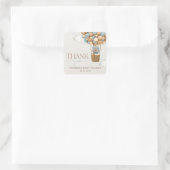 熊,青い風船,熱気球,赤ちゃんシャワー スクエアシール (バッグ)