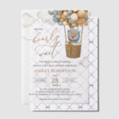 熊,青い風船,熱気球,赤ちゃんシャワー ベラム紙招待状 (オフセット (招待状))