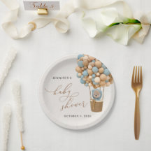 熊，青い風船，熱気球，赤ちゃんシャワー