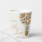 熊，青い風船，熱気球，赤ちゃんシャワー 紙コップ (正面)