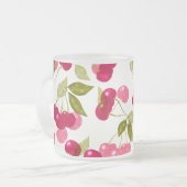 熟したさくらんぼすりガラスのコーヒーマグ フロストグラスマグカップ (正面左)