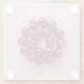 熟したさくらんぼピンクスクウェアのガラスコースター ガラスコースター (裏面)