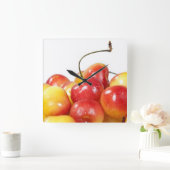 熟したさくらんぼ スクエア壁時計 (ホーム)