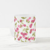 熟したさくらんぼ フロストグラスマグカップ (正面左)