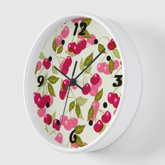 熟したさくらんぼ 壁時計 (傾斜)
