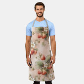 熟したイチゴのある夏の草地 エプロン (着用した状態)