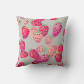 熟したイチゴの手描きテクスチャ クッション (裏面)