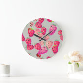 熟したイチゴの手描きテクスチャ ラージ壁時計 (ホーム)