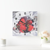 熟したイチゴ スクエア壁時計 (ホーム)