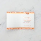 熟したオレンジ色のダマスクありがとうノートカード サンキューカード (内部)