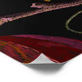 熟したザクロの果実、ツルの鳥と野生のr ポスター (角)