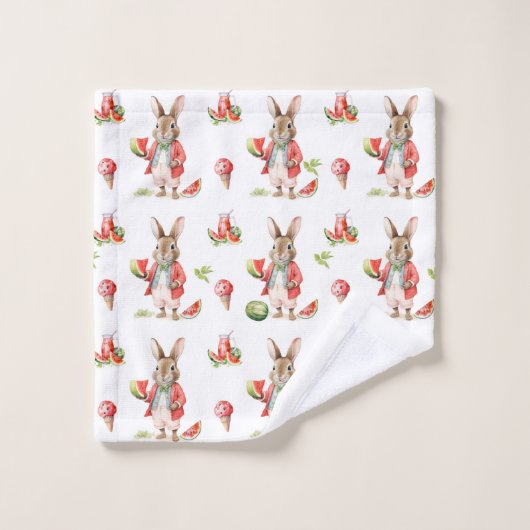 熟したジューシーで赤いスイカのスライス ウォッシュタオル (ウォッシュタオル)