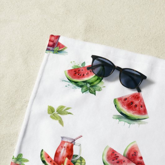 熟したジューシーで赤いスイカのスライス ビーチタオル (インサイチュ)