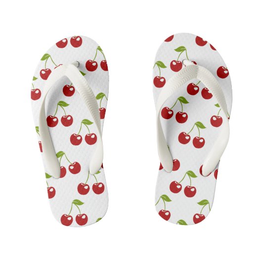 熟したジューシーなさくらんぼ キッズビーチサンダル (フットベッド)