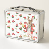 熟したスイカを持つペーターウサギ メタルランチボックス (正面)