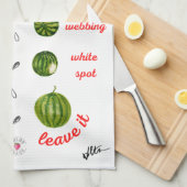 熟したスイカを選ぶ方法 – 水彩図 キッチンタオル (四つ折り)