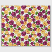 熟したピーチフルーツ緑の紫 ラッピングペーパー (フラット)