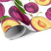 熟したピーチフルーツ緑の紫 ラッピングペーパー (ロールコーナー)