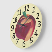 熟したピーチ絵画の大きな黒い数字 ラージ壁時計 (傾斜)