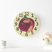 熟したピーチ絵画の大きな黒い数字 ラージ壁時計 (ホーム)