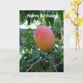 熟したマンゴフルーツパーソナライズされた誕生日テンプレート カード (黄色い花)
