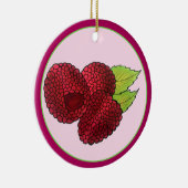 熟したラズベリーレッドラズベリー果実プリント セラミックオーナメント (右)