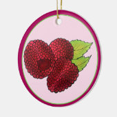 熟したラズベリーレッドラズベリー果実プリント セラミックオーナメント (左)