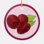 熟したラズベリーレッドラズベリー果実プリント セラミックオーナメント (裏面)