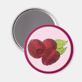 熟したラズベリーレッドラズベリー果実プリント マグネット (正面/裏面)