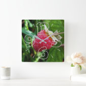 熟したラズベリー スクエア壁時計 (ホーム)