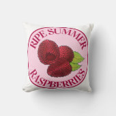 熟した新鮮な夏の赤いラズベリー果実のベリー クッション (正面)