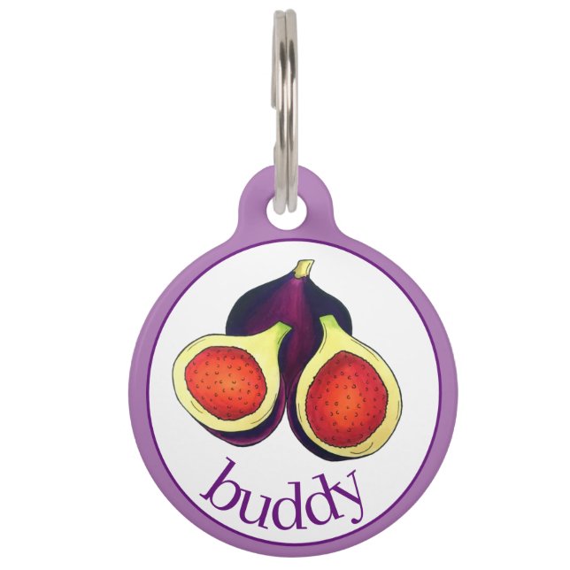 熟した新鮮な薄切り紫色のイチジクの木の果実 ペット　ネームタグ (正面)
