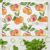 熟した桃、アプリコットとプラムの果実パターン キッチンタオル (折り畳み)