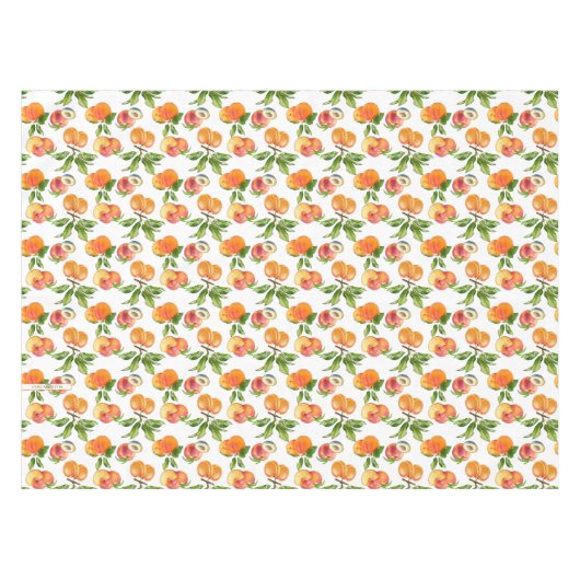 熟した桃、アプリコットとプラムの果実パターン テーブルクロス (正面(横))