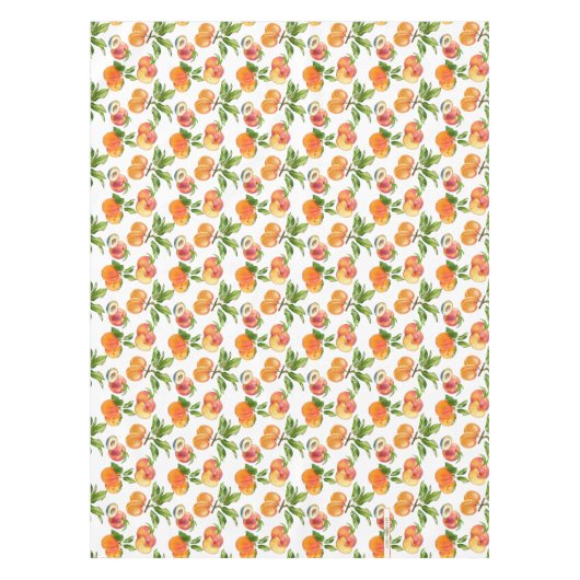 熟した桃、アプリコットとプラムの果実パターン テーブルクロス (正面)