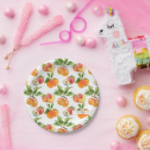 熟した桃、アプリコットとプラムの果実パターン ペーパープレート (パーティー)