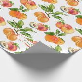 熟した桃、アプリコットとプラムの果実パターン ラッピングペーパー (角)