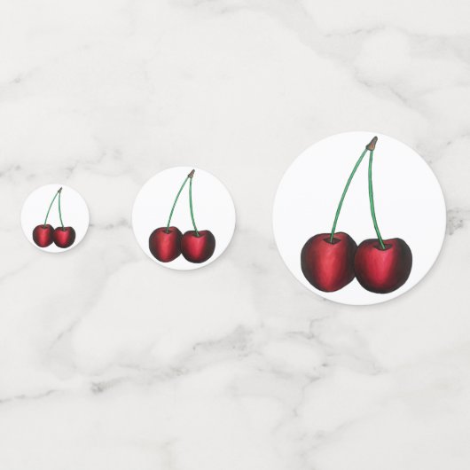 熟した赤いさくらんぼさくらんぼサマーストーンフルーツグルメ コンフェッティ (裏面)