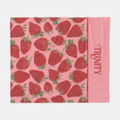 熟した赤いちごイラスト パーソナライズされた フリースブランケット (正面(横))