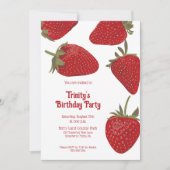 熟した赤いちごカスタムパーティー 招待状 (正面)