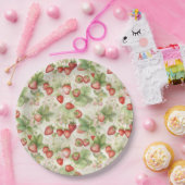 熟した赤いイチゴ畑 ペーパープレート (パーティー)